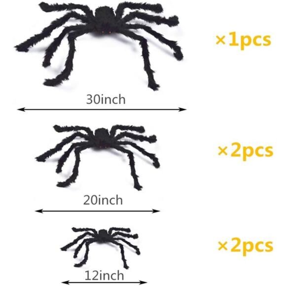 5pcs Halloween Spider Gaint Hairy Spider with Red Eyes,Bendable Legs Halloween - Picture 2 of 7